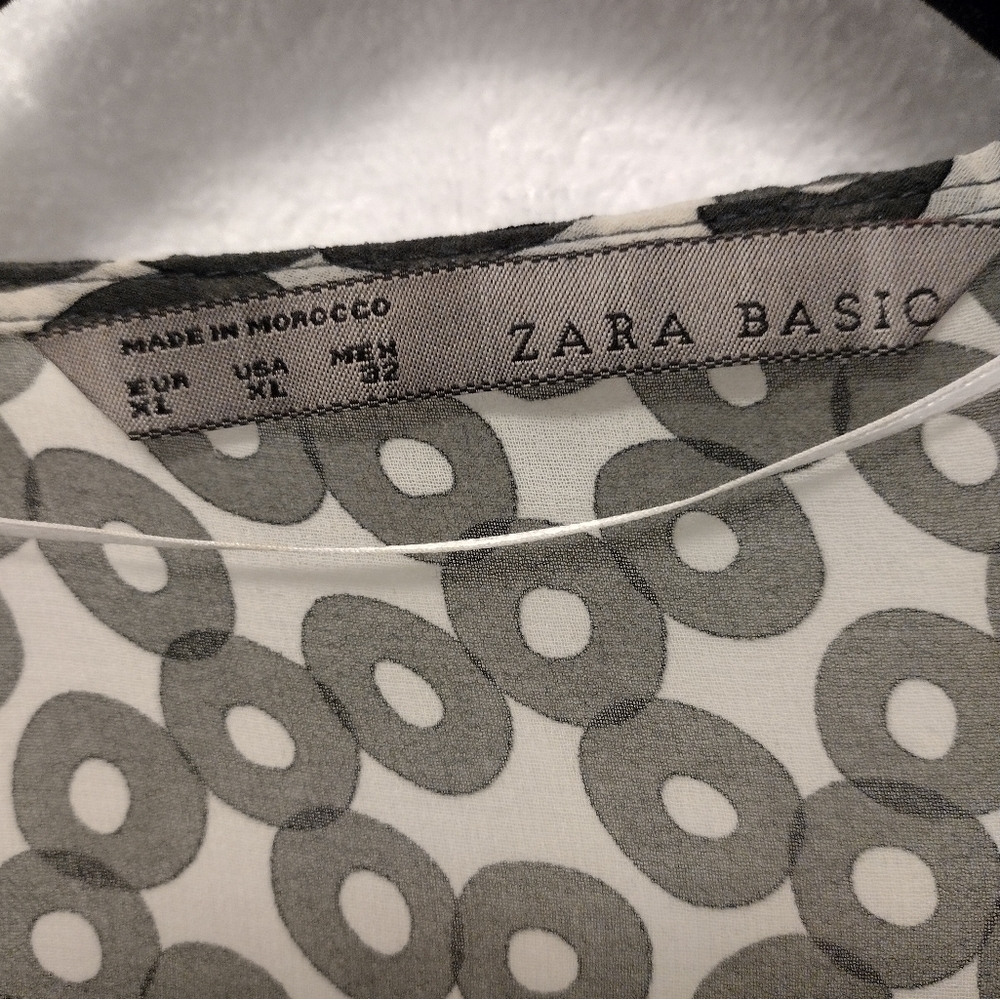 Zara Sheer Patterned Long Sleeve Blouse Size XL - Picture 2 of 6